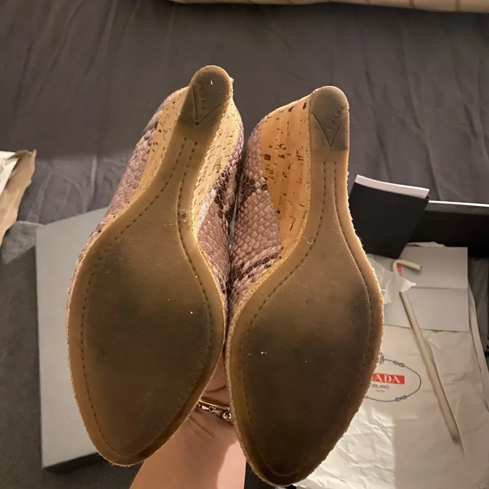 Prada Snakeskin Cork Wedge Heels - Picture 4 of 6